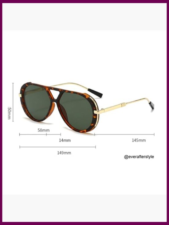 Oversized Pilot Sunglasses with Metal Frame and UV Protection